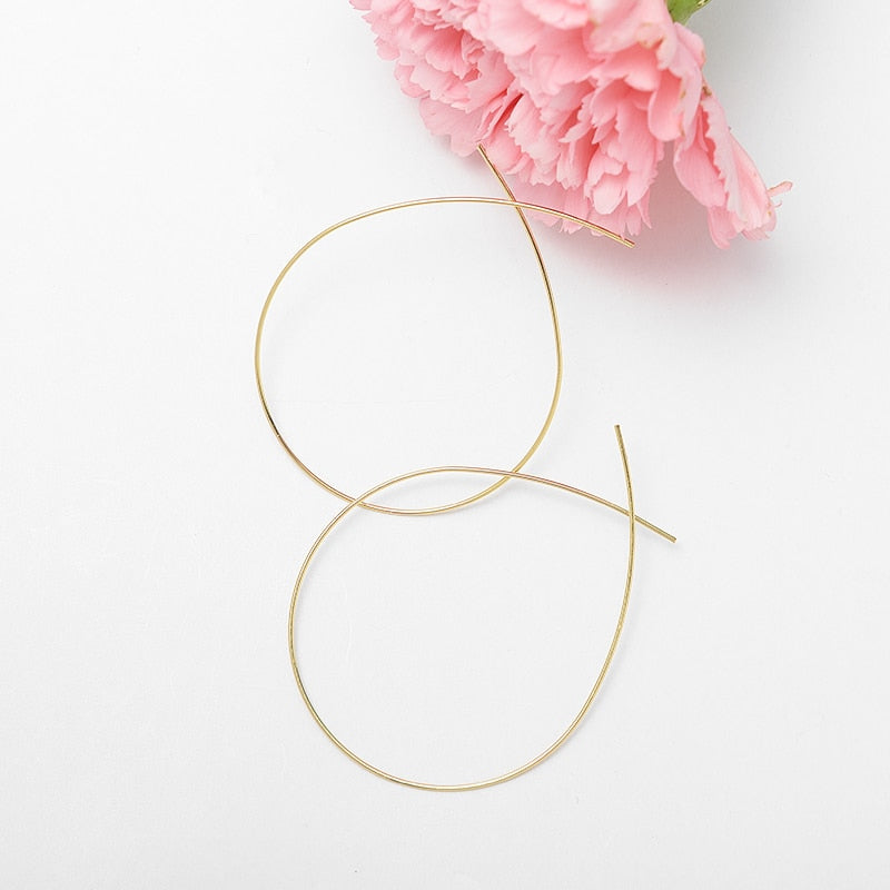 Simplicity Handmade Thin Metal Wire Drop Dangle Earrings Gold
