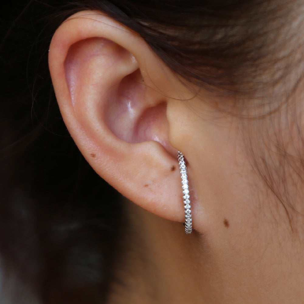 Sterling Silver long skinny ear cuff conch stud earrings