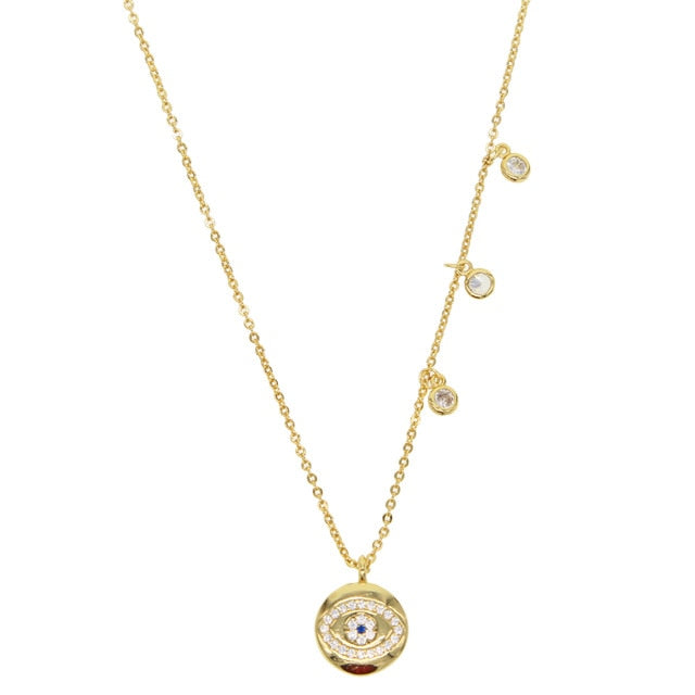 Lucky evil eye drop charm necklace - Turkish Gold