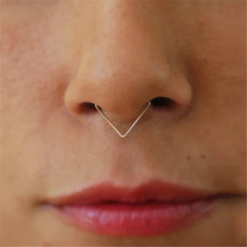 Handmade Triangle Nose Septum Ring - Fake Piercing Grunge Style