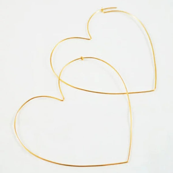 Gold Handmade Heart-shaped Hoop Earrings