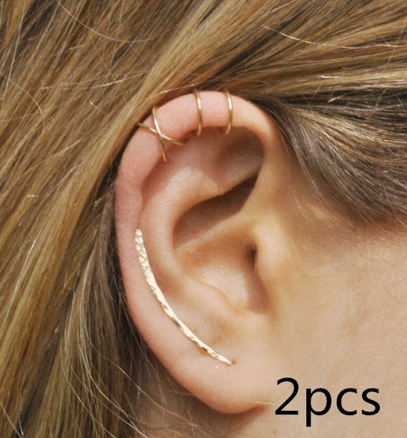 Textured Climber Earrings and Ear Cuffs Sterling Silver