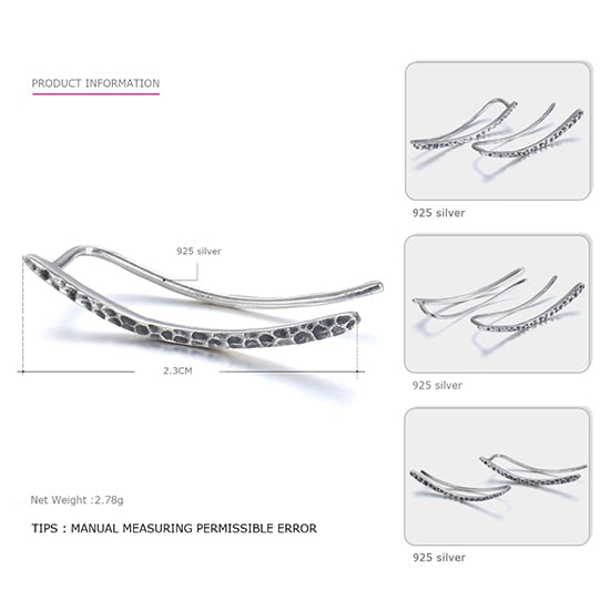 Genuine Sterling Silver Hook Climber Earrings