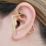 14k Gold Ear Cuff Square Earrings